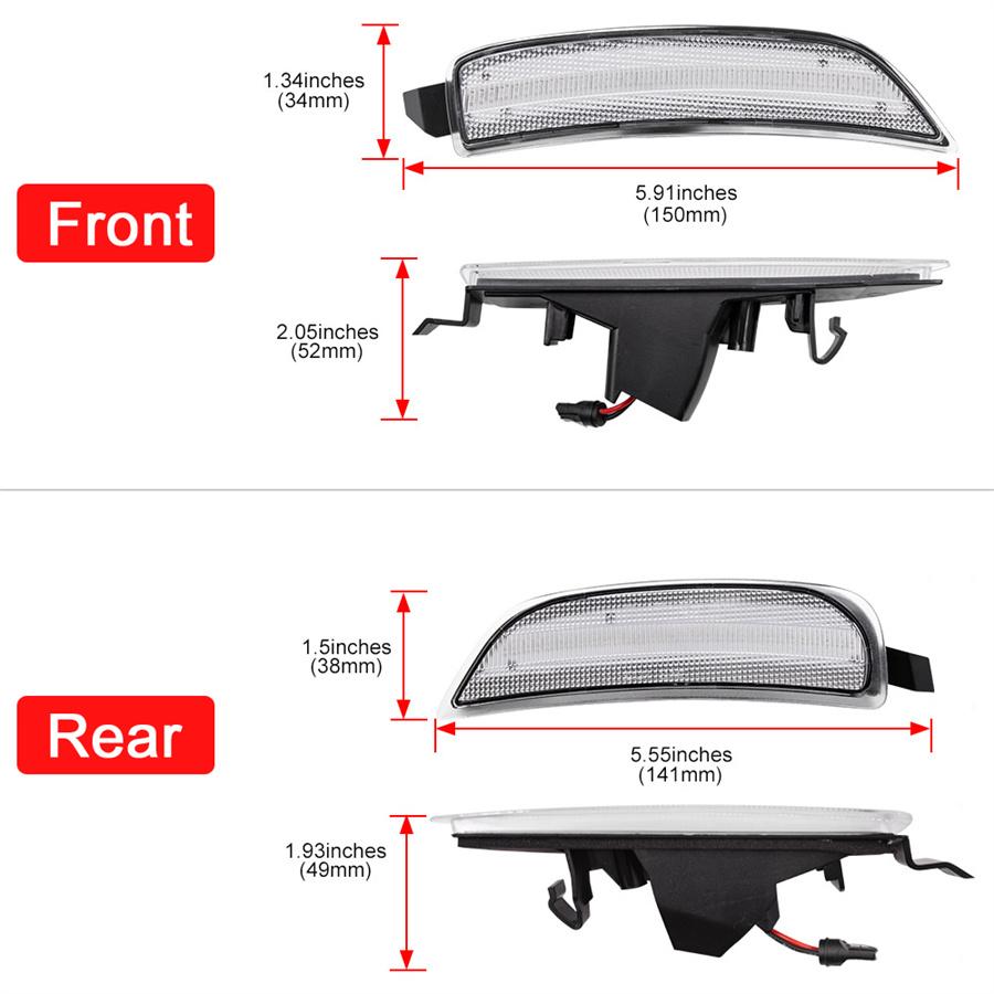 4Pcs Car Front Amber+Rear Red LED Side Marker Light For Mazda Miata Mx-5 2016-Up