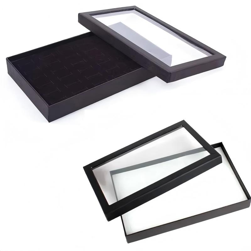 36 Slot Rings Display Box Stand Metal Earrings Storage Box Storage Box with Transparent Cover Jewelry Display Cabinet