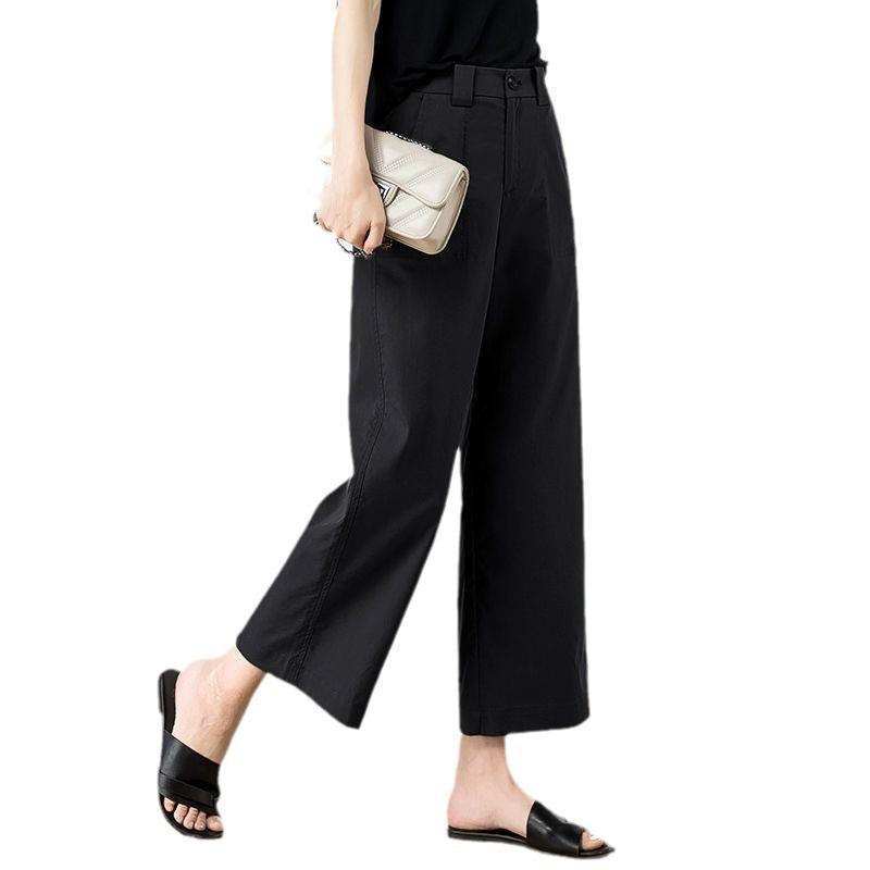 Women's Cotton Wide-Leg Nine-Point Pants - Spring/Summer Casual Fashion Trousers