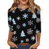 Women's Fashion Casual Christmas Printed Round Neck Long Sleeve Pullover Top