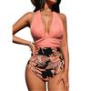 Halterneck Ruffled Backless One-Piece Swimsuit for Women