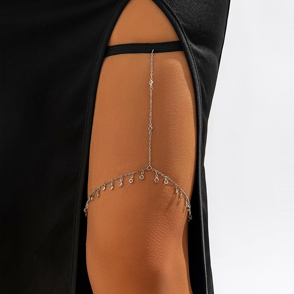 Elastic Belt, Casual Beach Thigh Chain, Rhinestone Leg Ring, Fringed Chain, Nightclub Style Leg Decoration.