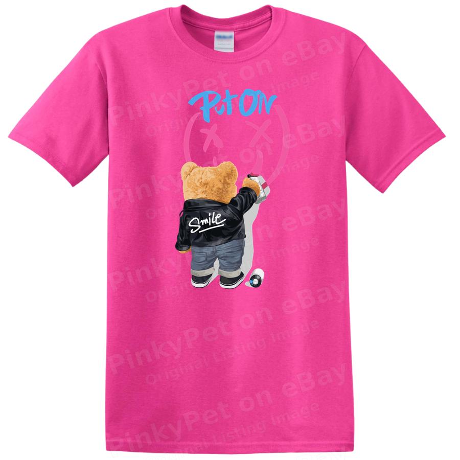 Cute Bear Graffiti T Shirt Graphic Art Smile Design Casual Streetwear Tee