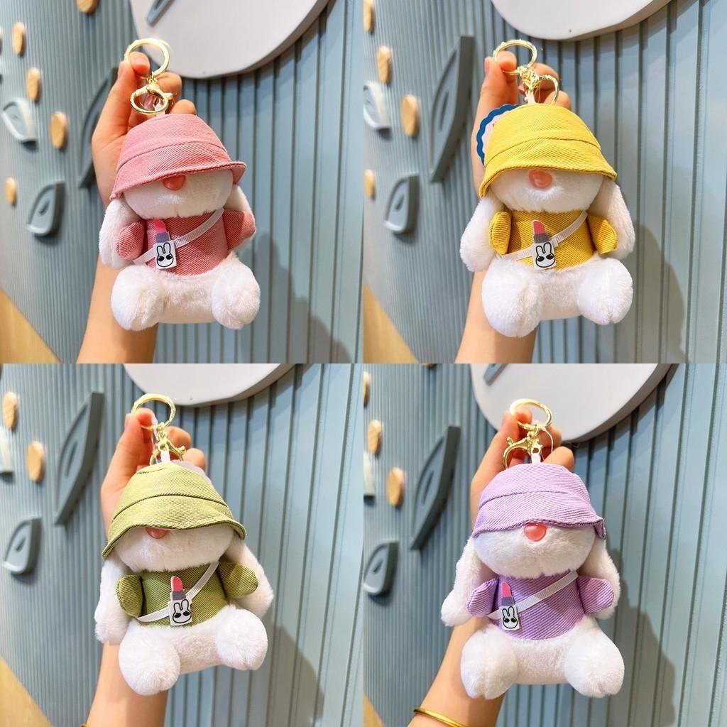 Cute Plush Rabbit Hat Keychain Wholesale Bag Pendant Doll Mini Claw Machine Doll