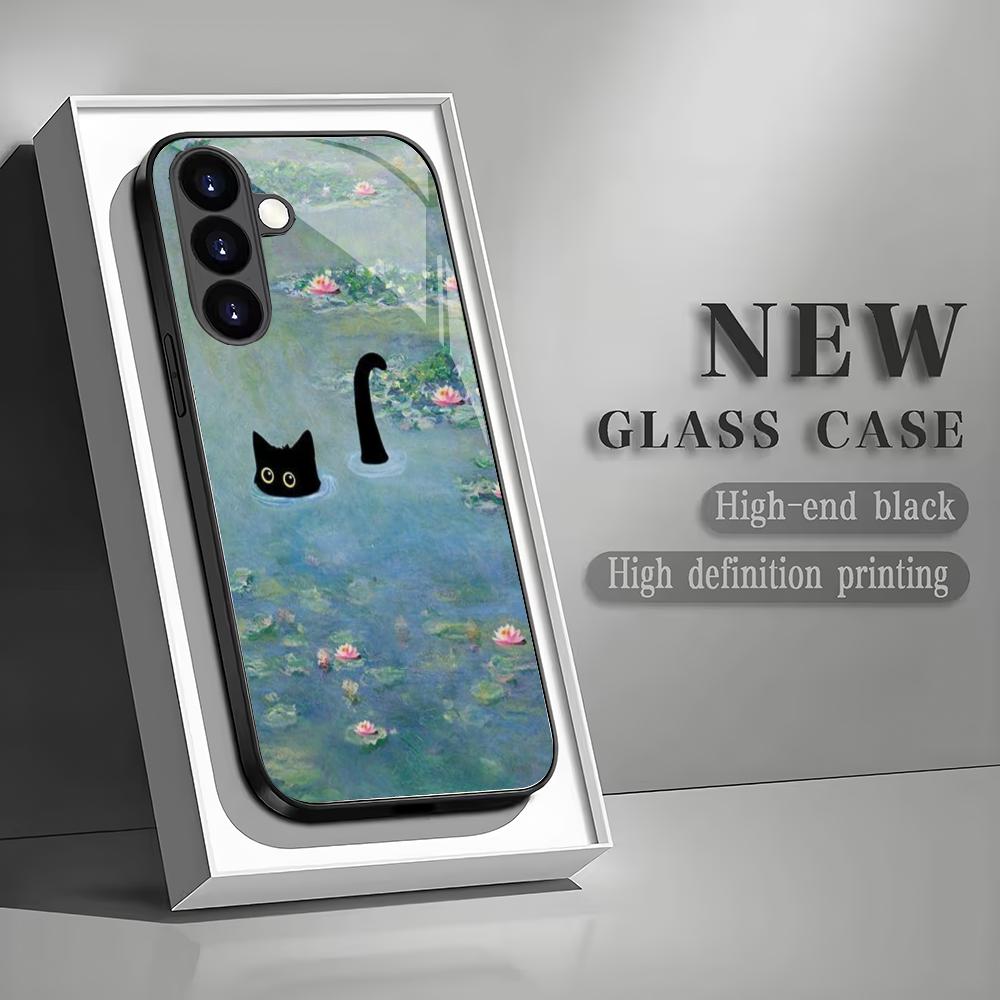 

Cat playing in water tempered glass phone case suitable for Samsung Galaxy S26 S25 S24 S22 S21 S20 FE/Ultra/Plus anti fall GalaxyS26Ultra