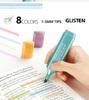 8 Pastel Macaron Highlighters Chisel Tip 1-5mm Quick Dry Non-Toxic Fluorescent Marker Pens for Student Teacher School Office Journal Notes