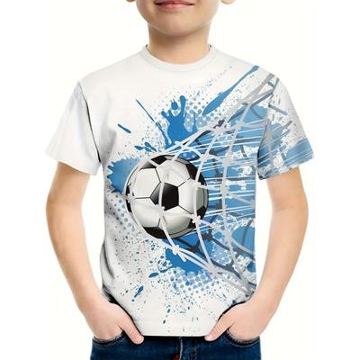 Children's Clothing Boys Tshirt Short Sleeve Vibrant Soccer Graphic Kids Summer Clothes Casual Daily Pullover O-Neck Girl Tops