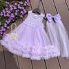 Girls' Sleeveless Korean-Style Tulle Dress with Bow