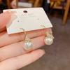 Elegant Simple Geometric Zircon Diamond Pearl Dangle Earrings For Women