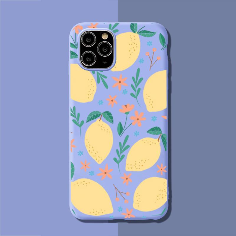 Summer green leaves fruit lemon peach pomegranate grape Phone Case for iphone 13 11 12 mini pro max 7 8 plus 6 6s x xs max xr