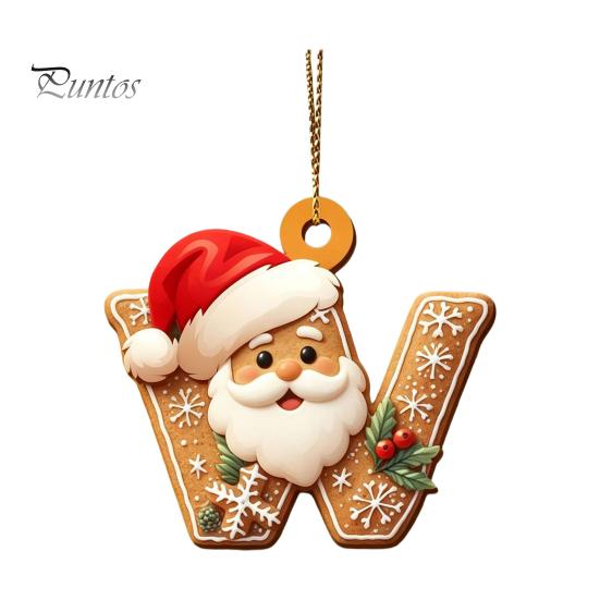 Christmas Tree Gingerbread Letter Ornaments 2D Flat Acrylic Ornaments, Pendant with Santa Claus, Personalized Alphabet Keepsake for Friends