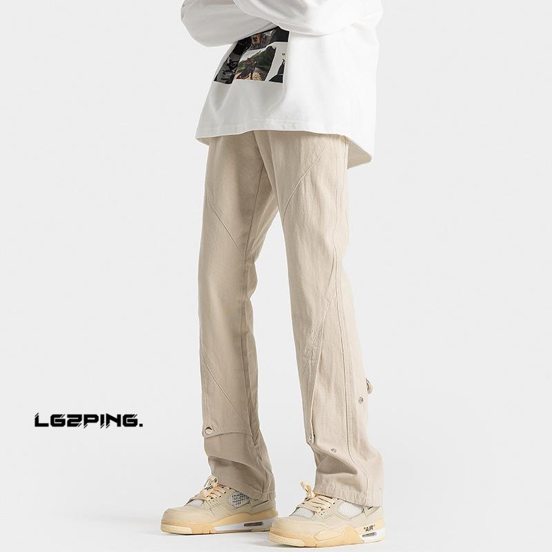 Spring Men'S European And American Vibe Style Clean Fit Pants Straight Leg Work Pants High Street Hooligan Handsome Micro La Charge Casual Pants