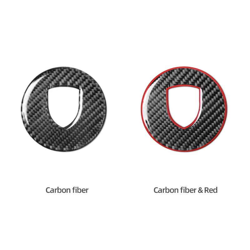 Carbon Fiber Car Steering Wheel Center Trim Emblem Sticker For Porsche 911 Panamera Cayenne Boxster Taycan