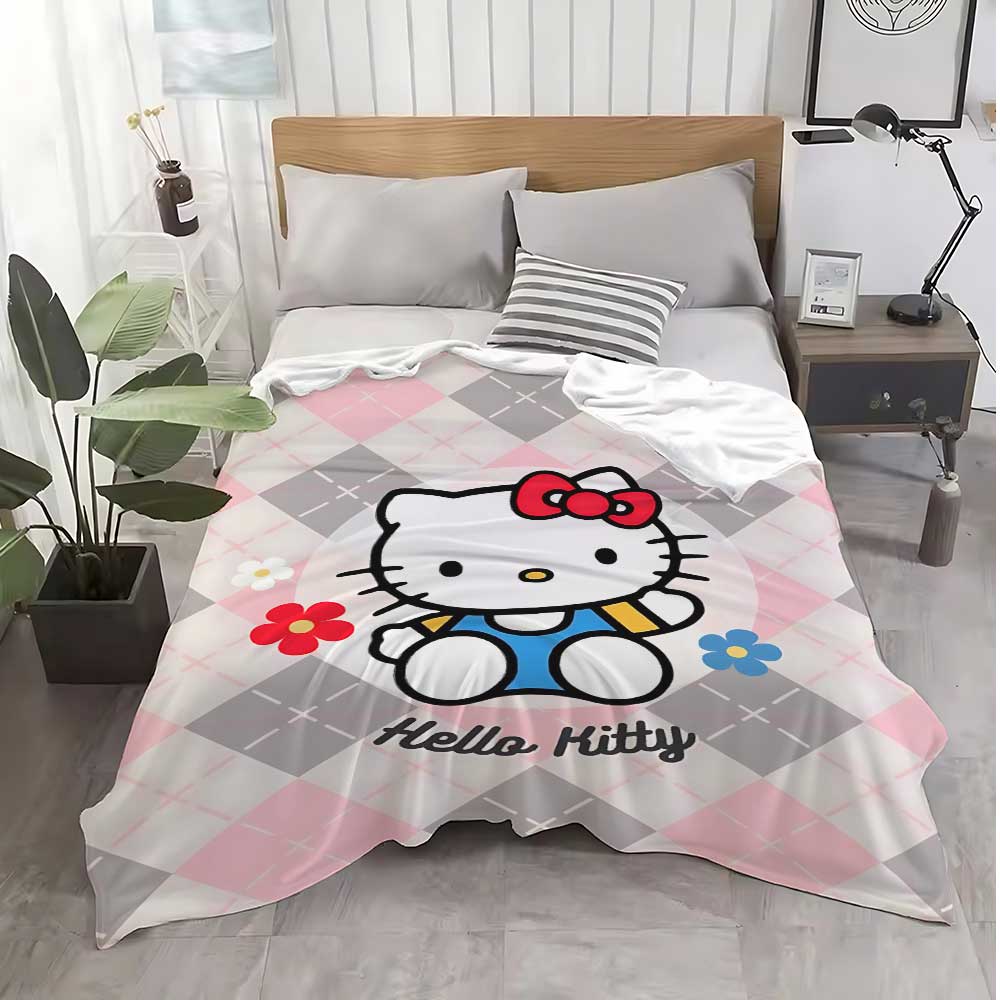 Kawaii Hellos Kittys Decorative Blanket Bed Fluffy Plaid Luxury Bedding Sofa Blankets King Size Interior for Home Throw Knee Nap