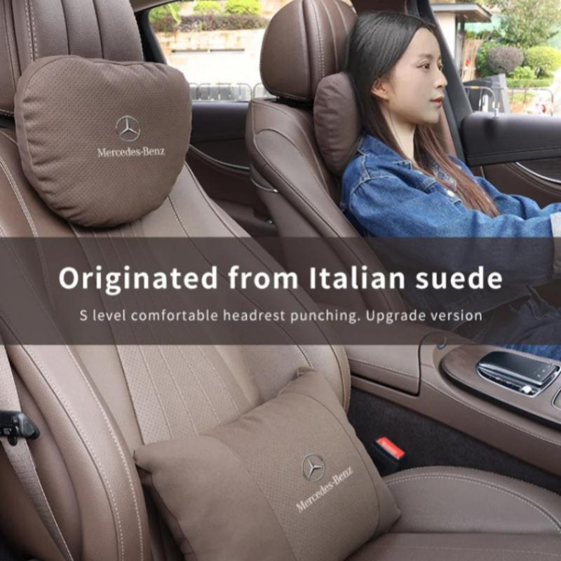 CQY1 Car Headrest Neck Support Seat Auto Breathable Pillow Protector Neck Compatible For Mercedes Benz W211 W205 W204 W210 AMG W202 B