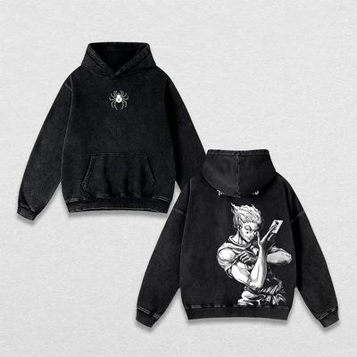 Hisoka Hunter x Hunter Anime Grafik Kapuzenpullover Herren Damen Vintage Hoodies Gewaschene Baumwolle Sweatshirt Harajuku Streetwear Männlicher Pullover