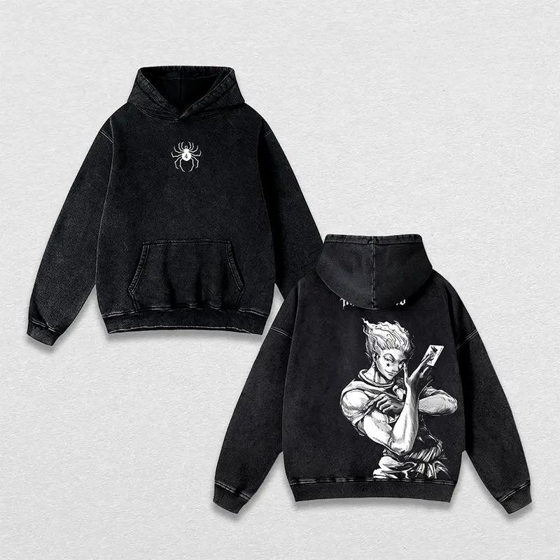 Хисока Hunter x Hunter Аниме Графический Мужской Женский Худи Винтажные Худи Стираный Хлопковый Свитшот Харадзюку Уличная Одежда Мужской Пуловер XXL чёрный 3270₽