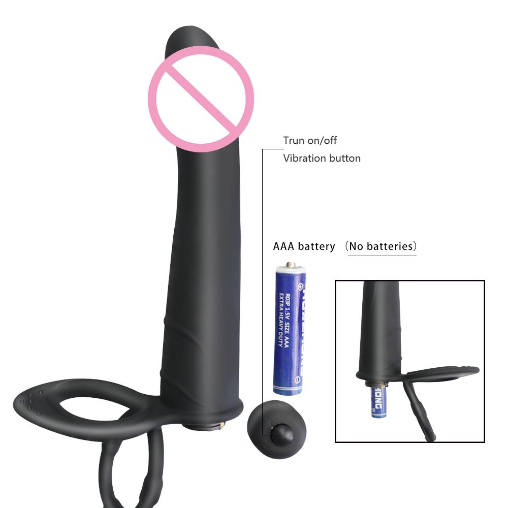 Silicone Double Insertion Penis Ring Dildo Vibrator Female Male Anal Trainer Ass Plug G-spot Massage Adult Sexy Toys, Sex Toys