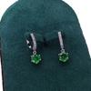 Earrings One-Carat Red Corundum Blue Pointed Crystal Ear Buckle Women'S Micro-Inlaid Six-Claw Fashion Cultivation Colored Treasure Earrings