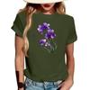 Camiseta Pulóver Casual de Moda para Mujer con Cuello Redondo Estampado y Manga Corta