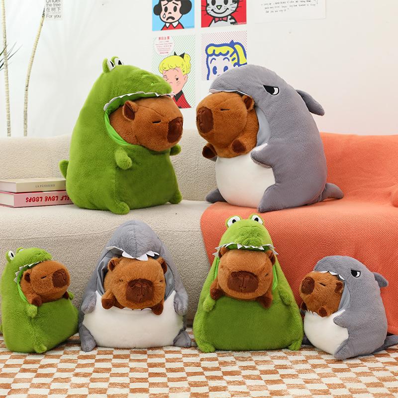 Bai Fen Bai Dolls And Toys Green Ugly Cute Crocodile Shark Capybara Plush Toy Drag Kapibara Children Soothing Accompany Birthday Gift