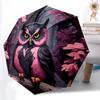 1pc Owl Forest Pink Automatic Open/Close Umbrella, Compact Travel Umbrella, 8-Rib Sturdy Frame - Ideal Gift for Friends Yy251118012
