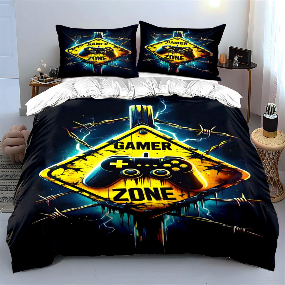 Yellow "Gamer Zone" sign. Bedding sets Duvet cover sets Duvet covers Pillowcases(1 * Duvet Cover 2 * Pillowcases without duvet insert)