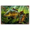 Vintage Metal Fish Wall Art Carp Design Rustic Home Office Decor 12x8 Inch Fishing Sign