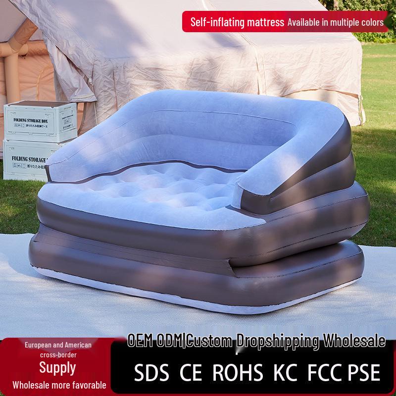 Thickened Flocking Double Inflatable Sofa Bed with Multifunctional Pad