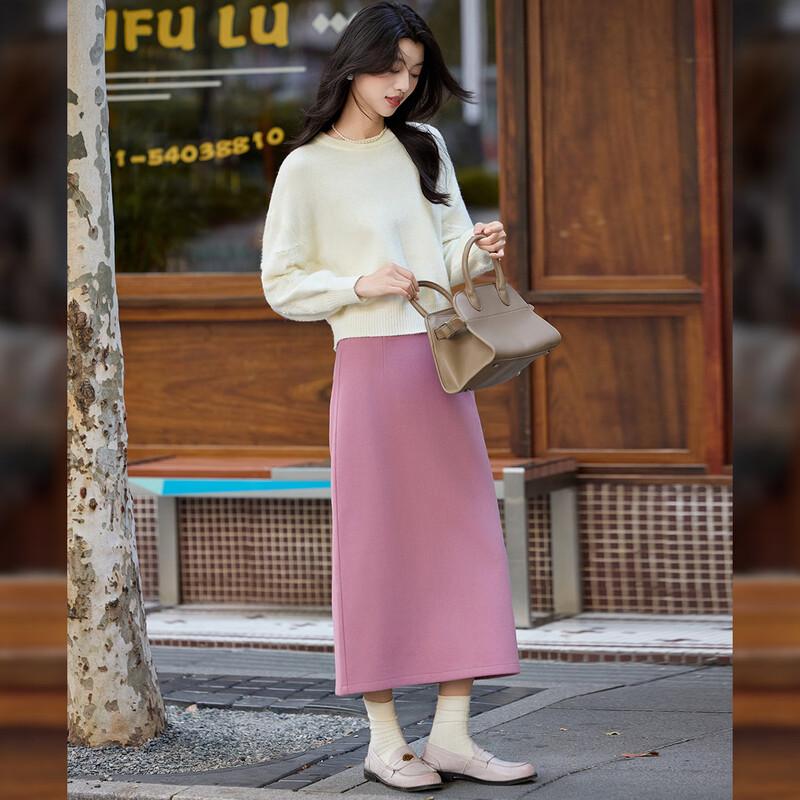 Bailuyu Elegant Beaded Round Neck Drop Shoulder Knit Sweater