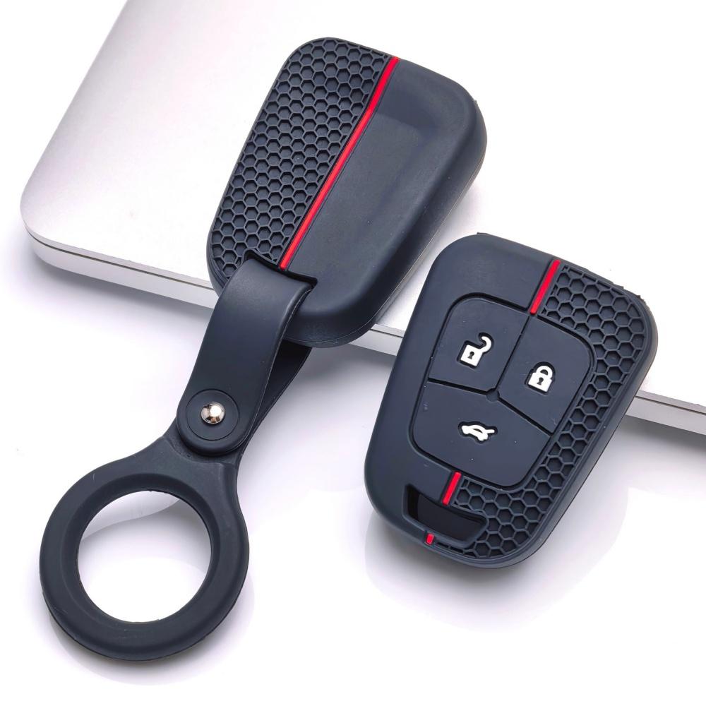 Silicone Key Fob Cover with Keychain for Chevrolet Cruze Aveo Orlando Captiva Spark for Opel Astra J Insignia Corsa D/E Antara Zafira Mokka, 3-button