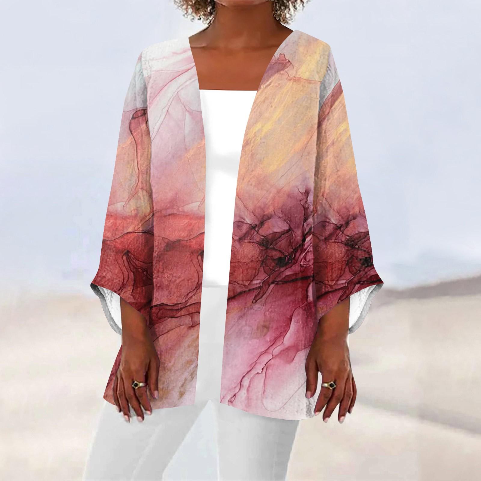 

Жіночий повсякденний модний легкий жакет середньої довжини з принтом XXXL червоний