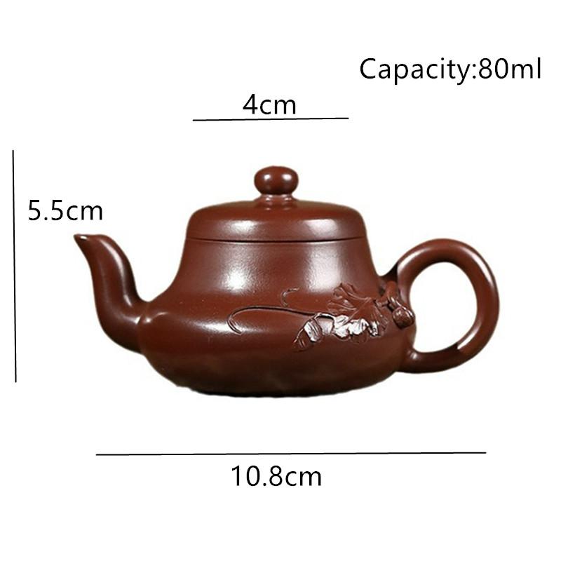 Chinese Yixing Purple Clay Teapot Handmade Tea Pot Small Capacity Kettle Beauty Tea Infuser Zisha Tea Set Household Teaware 80ml