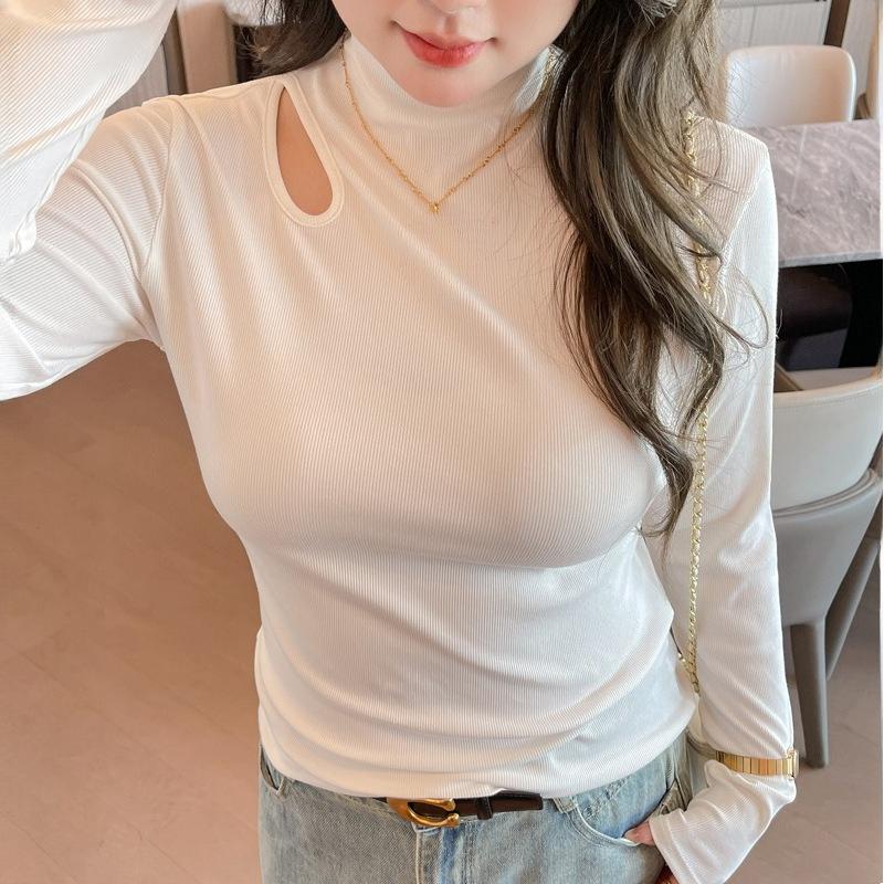 

Женский трикотажный топ-базовый слой с вырезами, облегающий, с длинным рукавом, нижнее белье с уникальным чувством дизайна для осени и зимы 2XL