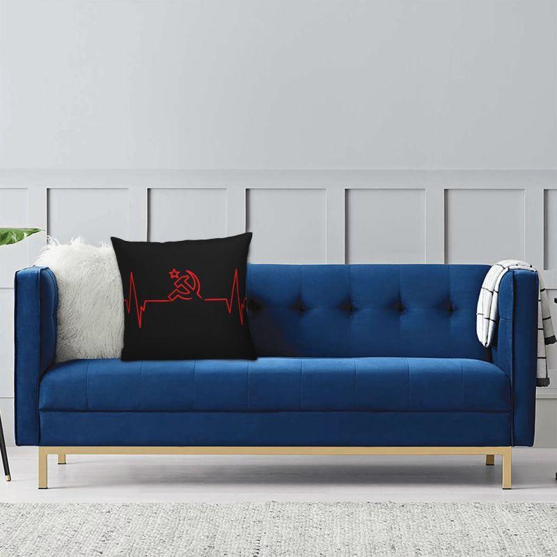 Custom Heartbeat Rossia Russia Cccp Cushion Cover 40X40Cm Ussr Velvet Luxury Pillow Case