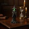Halloween Haunted House Prop Witch Statue, LED Light Up Gothic Resin Figurine, Atmosphere Ornament Dark Fantasy Mysterious Sculpture for Desktop