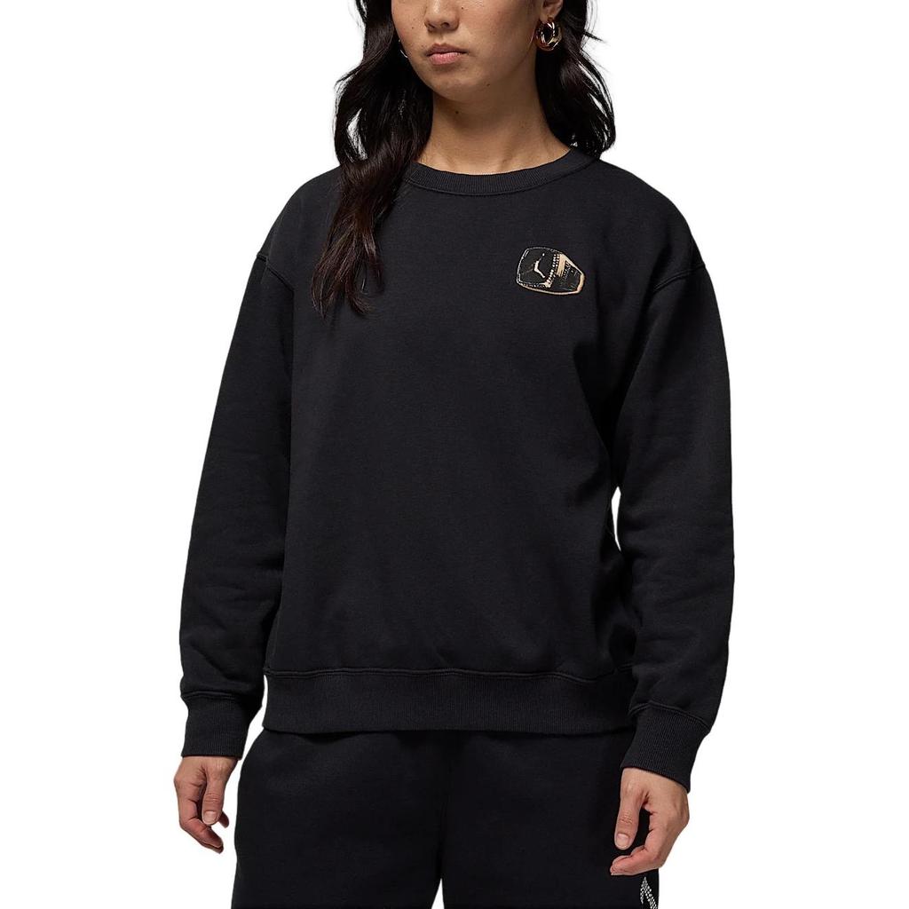 Jordan Brooklyn Fleece Lined Knitted Fabric Crew Neck Sports Long Sleeved Sweatshirt Women's Black/Sail White HJ0206-010