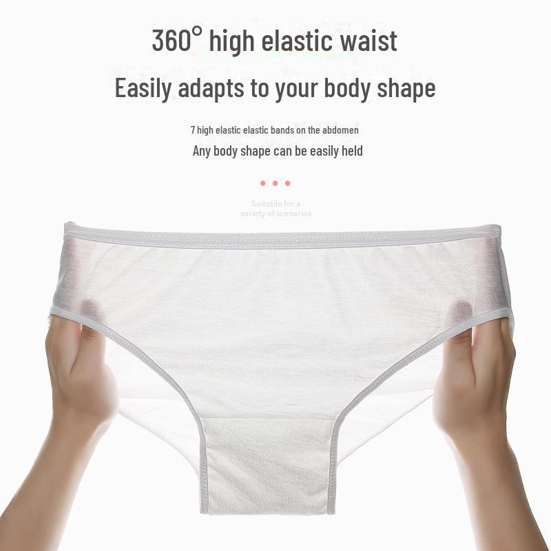 "Disposable White Cotton-Polyester Women's Underwear for Postpartum, Travel, and Business Trips"