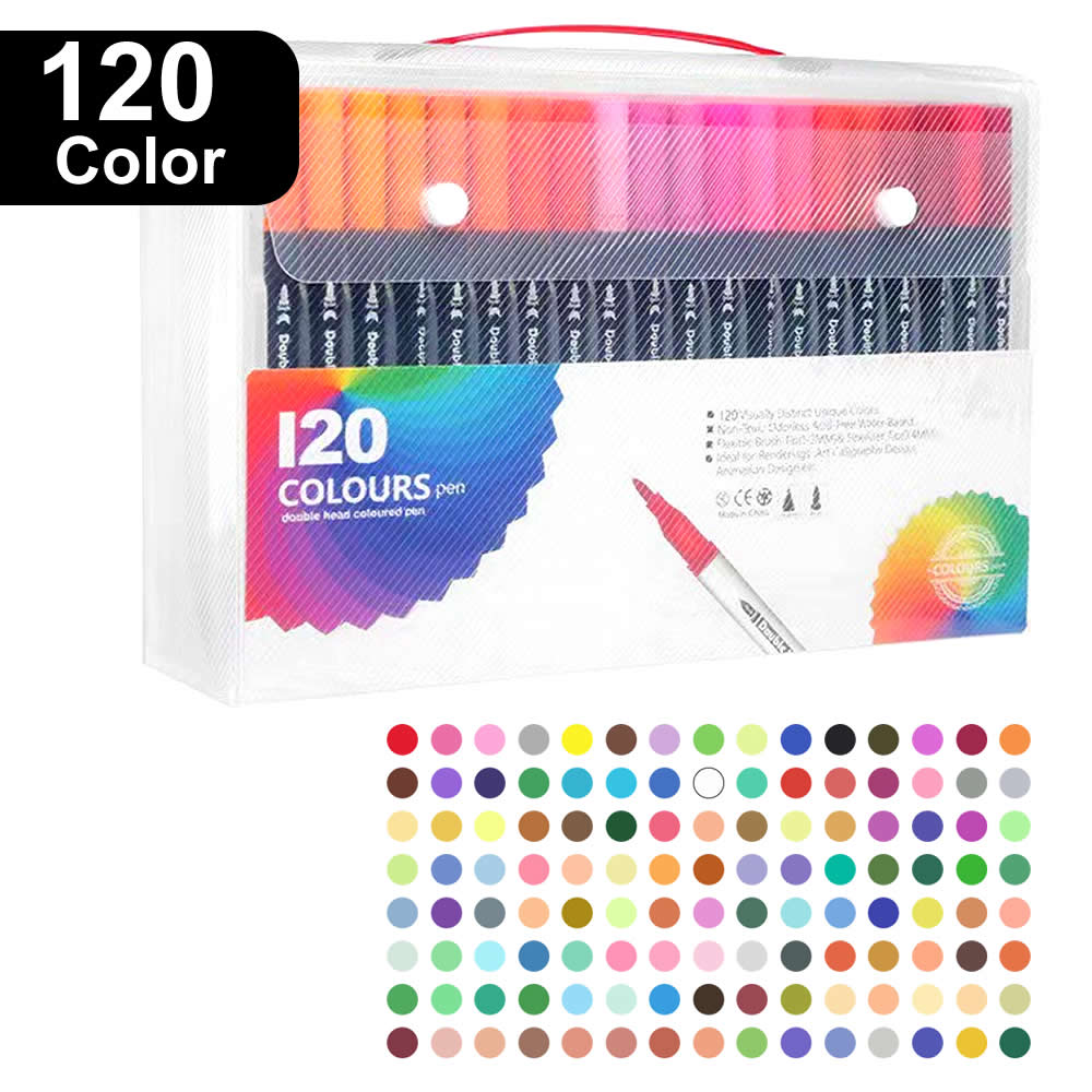 12/60/120 Colors Double Head Markers Tip Art Supplies Drawing Brush Pen Colors Set For Gift Pens Pencils Writing Office School