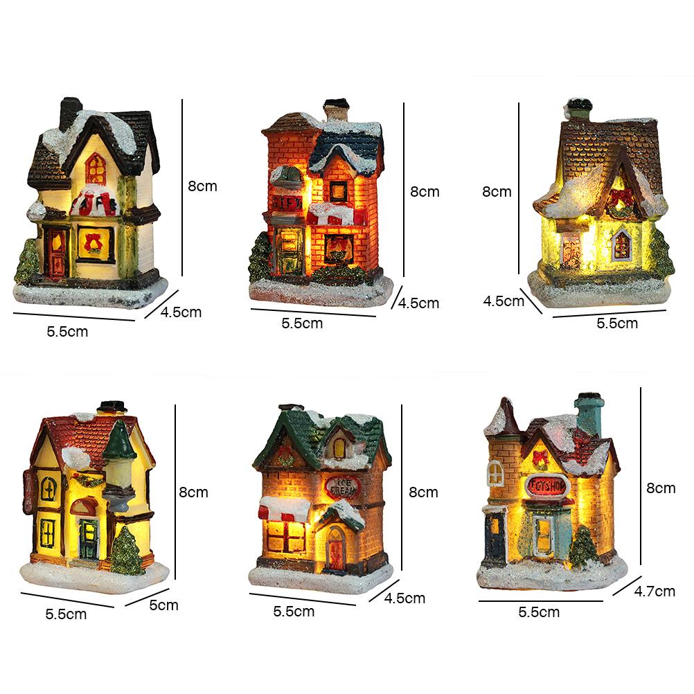 LED Christmas Resin Light House Christmas Decorations Resin Christmas Scene Village House Town for