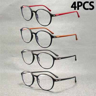4PCS Ultra-Lightweight Blue Light Blocking Glasses - Stylish Round Frame Reading Glasses for Men & Women with PC Lenses