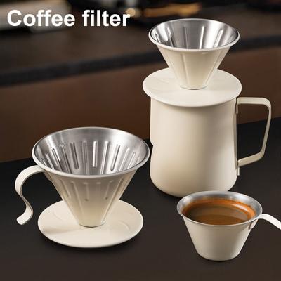 Kaffeefilterkegel, Edelstahl, Handtropf-Übergießtrichter mit Spiralrippen, spülmaschinenfester V-förmiger Kaffeefilter für die meisten Kaffeesorten