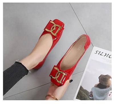 Sapatos de bailarina femininos de luxo, calçados slip-on, moda primavera 2024, sapatilhas, bico quadrado, couro envernizado, mocassins femininos, vermelho