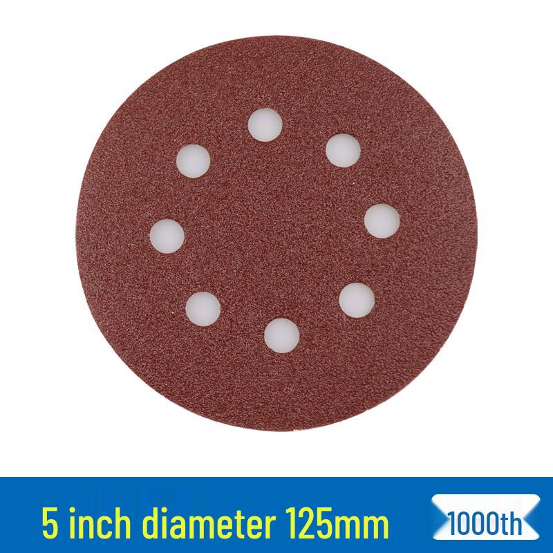Red Sand Flocking 5-Inch Self-Adhesive Sandpaper Disc, 6 or 8 Holes, for Dry Grinding and Polishing