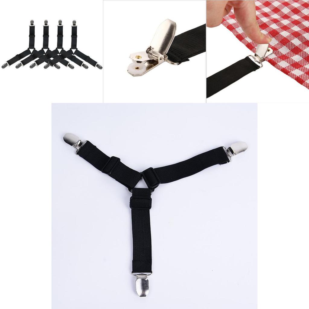 Premium 4 X Triangle Suspender Holder Bed Mattress Sheet Straps Grippers Fasteners For Secure Bedding