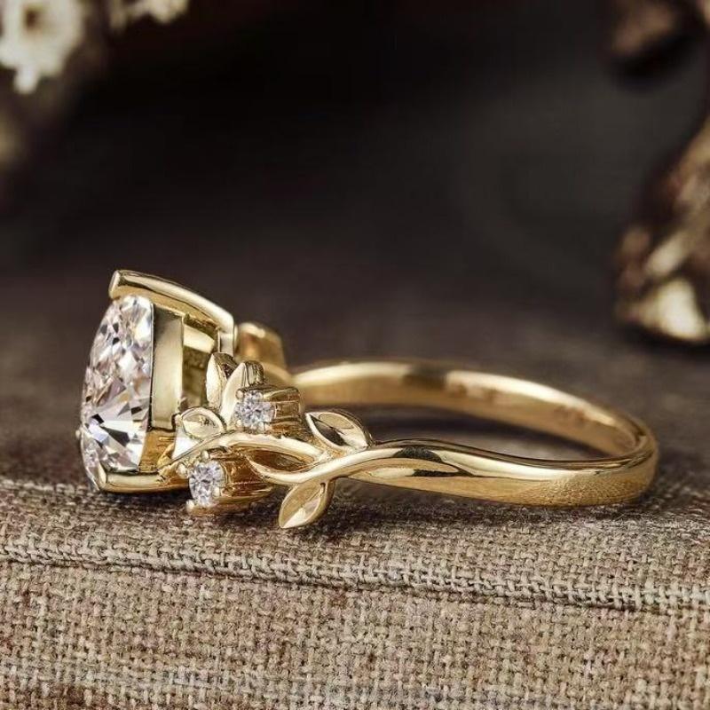 1Pc Fashionable Branch Ring, Fashionable Water Drop Synthetic Zircon Simple Style Multi-functional Ring