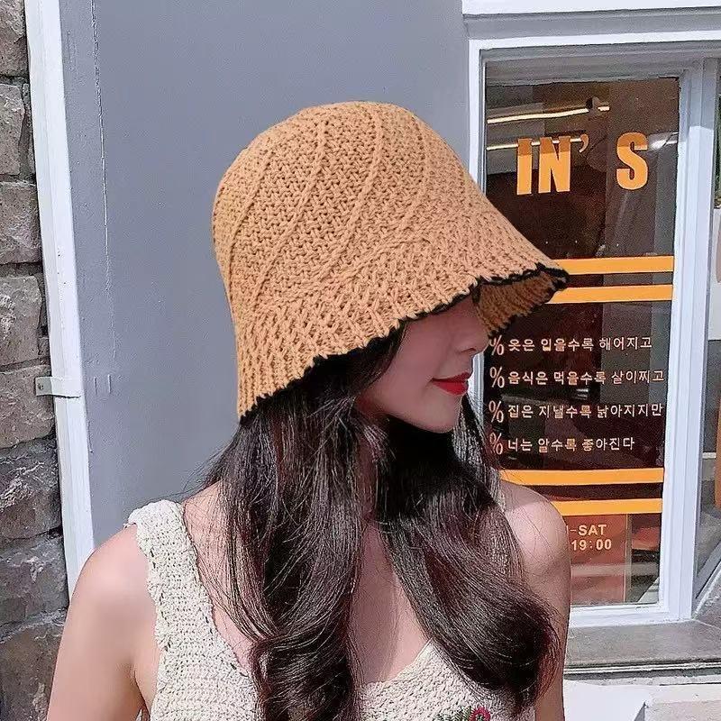 Hut Damen Sommer dünn gestrickt Sonnenschutz Fischerhut Gefühl Sonnenhut Damen Sonnenschutz Ausländischer Stil Mode Strandhut