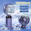 Ventilador portátil de 5000/8000mAh con pantalla Digital LED inteligente, Mini ventilador de cuello portátil recargable por USB ajustable de 5 velocidades
