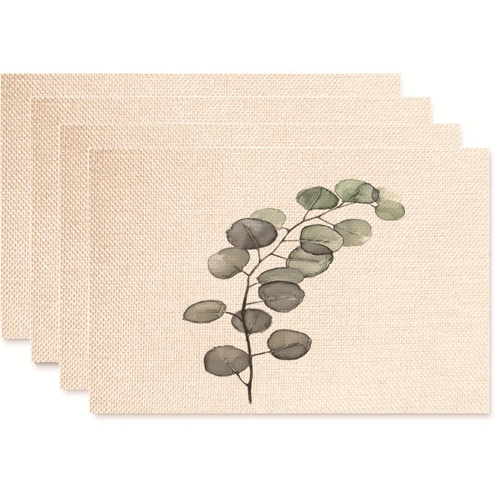 Monstera Design Linen Placemat Heat Resistant Dining Table Mats for Plant Lovers Horticultural Theme Tableware Mats Daily Use