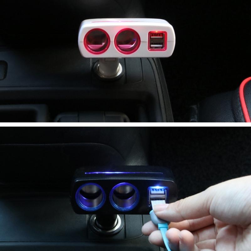 12V/24V Vehicles  Socket Splitter Multiple Device Charging Car Accessory 2 USB Interfaces Totally 3.1A Output